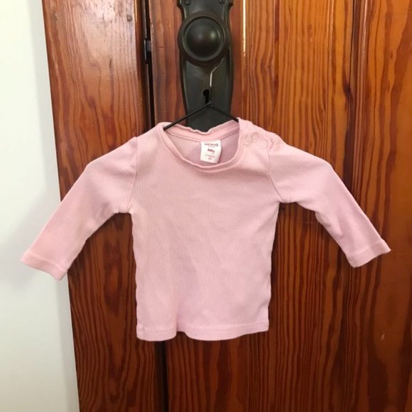 Light pink ribbed long sleeve baby shirt - Picture 2 of 5